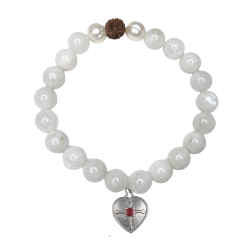 White Rainbow Moonstone Bracelet: New Beginnings, Emotional Stability, Calm