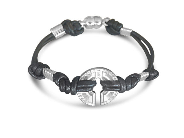 Sacred Geometry and Leather Bracelet: Be Focused, Grounded, Protected