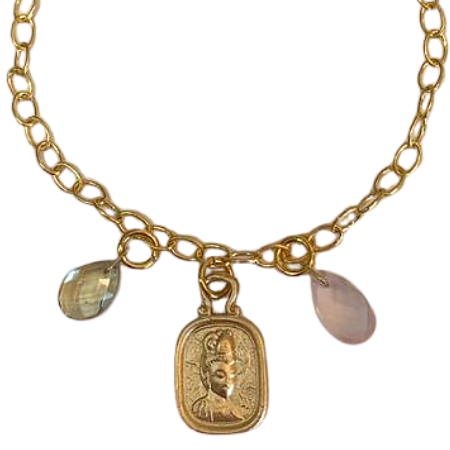 Kwan Yin Charm Bracelet with Chi Crystals