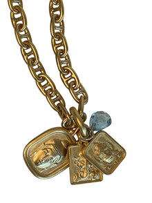  Hero Power Piece on 18" Anchor Link with 3ct Gemstone in 18K Gold Plated