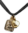 Hero Power Piece on Black Leather with 3ct Gemstone 18K Gold Plated
