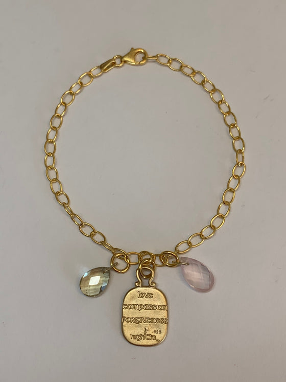 Kwan Yin Charm Bracelet with Chi Crystals
