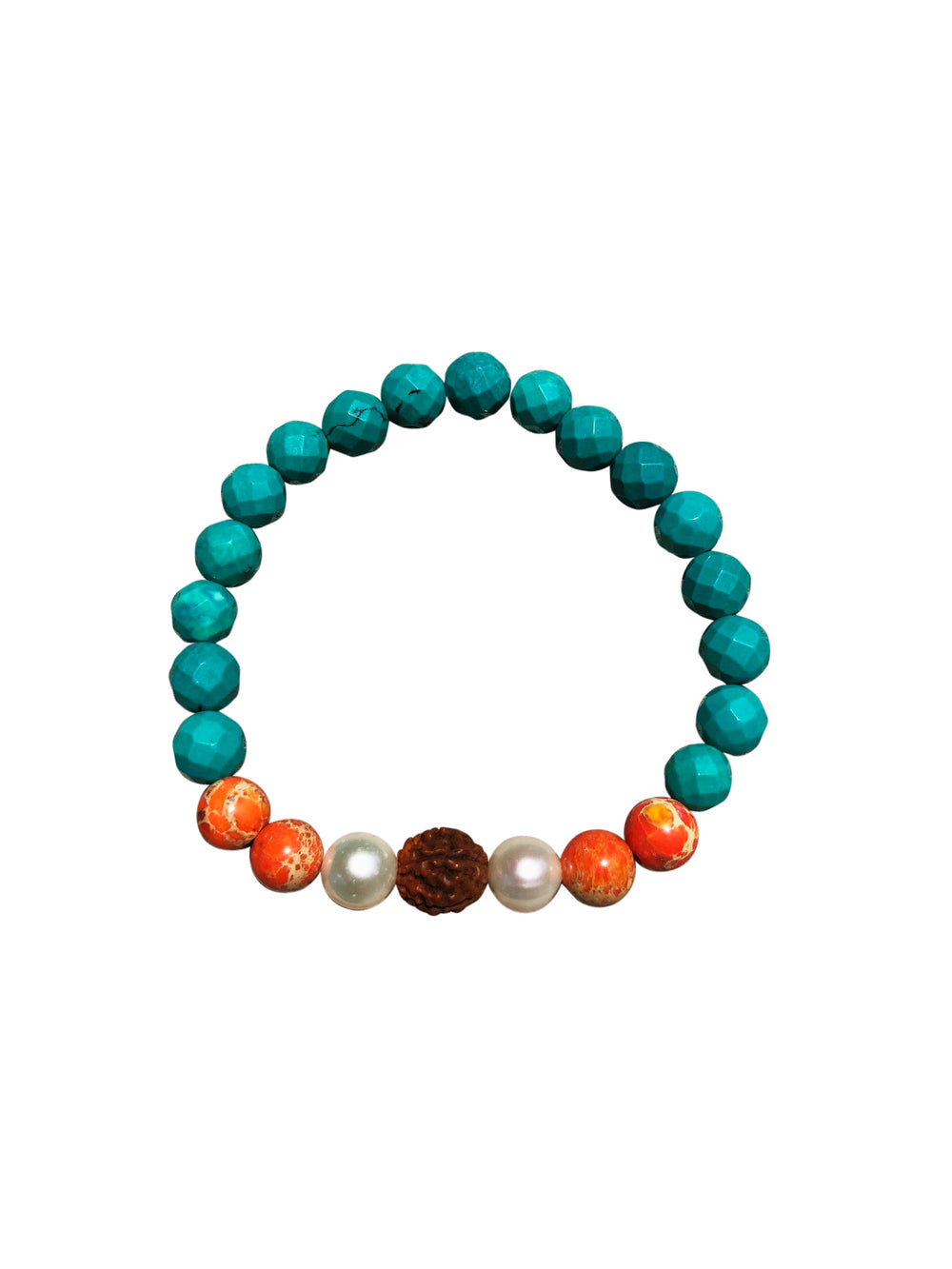 Turquoise & Orange Howlite Power Beaded Bracelet