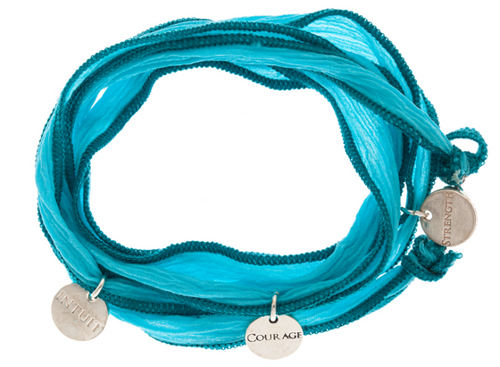 Silk Wrap Bracelet - Intuit, Courage and Strength